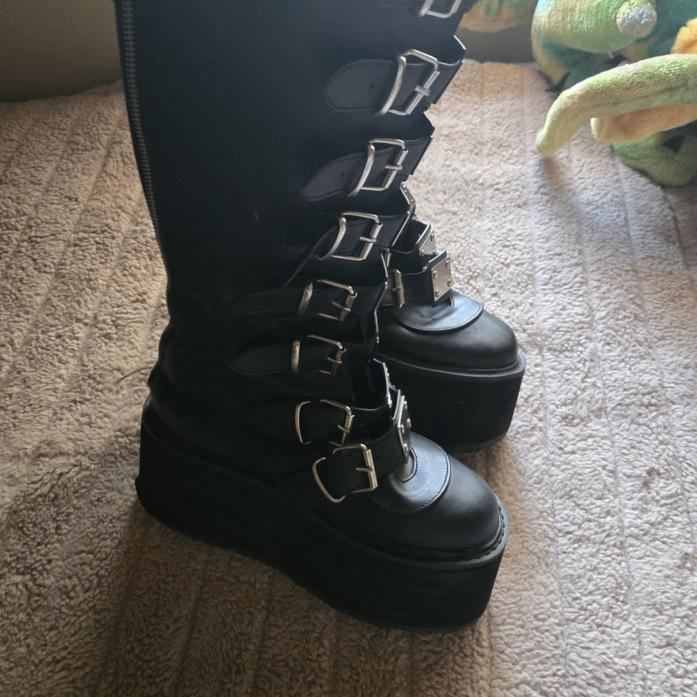 Demonia " Damned Knee High Platform Steel Plate B… - image 3